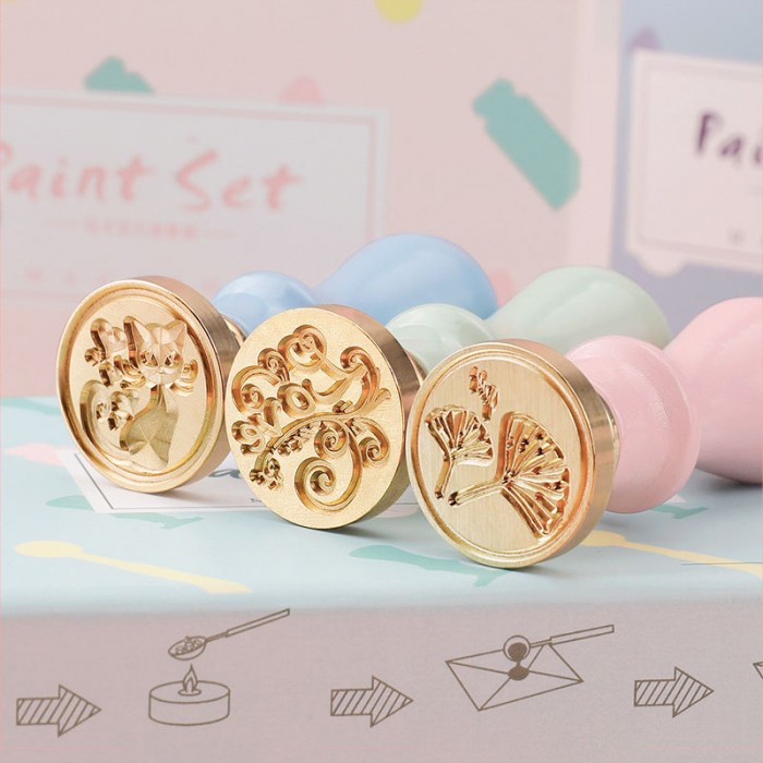 Macaron Wax Seal Stamp Set - Cute Fire Paint Wax Gift Box for Birthday Gifts